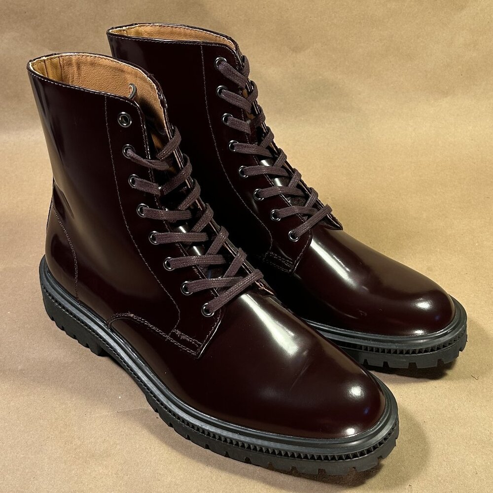 Express Patent Leather Combat Boots, New!